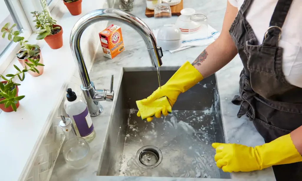 Cleaning Sink With Gloves